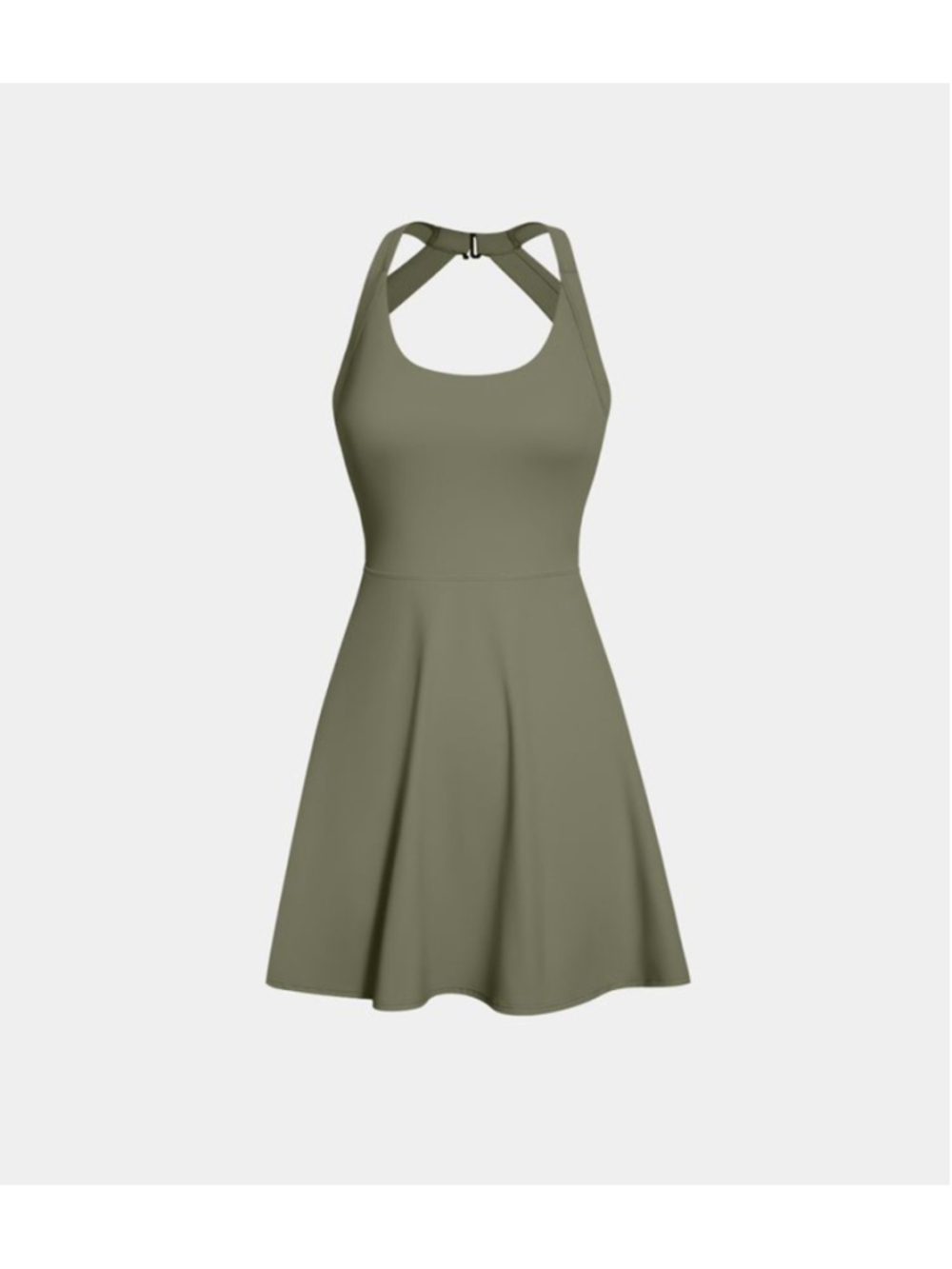 Halara Easy Peezy Flare Mini Activewear Dress Size XL NWT Withered Green (Olive) - Picture 2 of 9